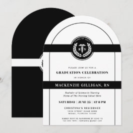 Invitación Elegante RN Escuela de Enfermería Graduación Moder