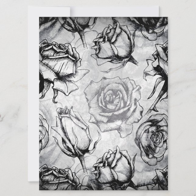Invitación Elegante rojo blanco negro Rosa de boda floral inv (Anverso)