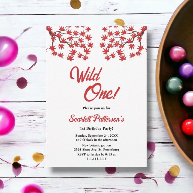 Invitación Elegante Rojo de Caída Rústica deja al Boho 1er cu (Subido por el creador)