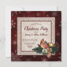 Invitación Elegante rojo oscuro con Fiesta de Navidades carde