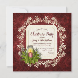 Invitación Elegante rojo oscuro con Fiesta de Navidades de ve