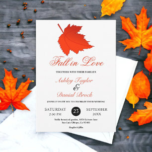Invitación Elegante rojo otoñal deja al Boda floral Boho Fall