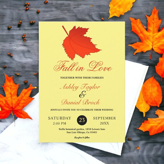 Invitación Elegante Rojo Otoño Deja Boho Boho Boda de Caída A (Subido por el creador)