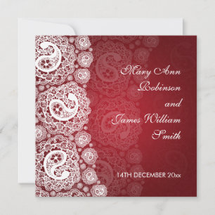 Invitación Elegante Rojo Paisley Lace