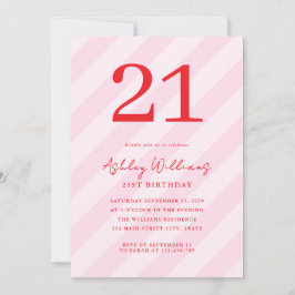 Invitación Elegante Rojo Rojo Moderno 21 cumpleaños