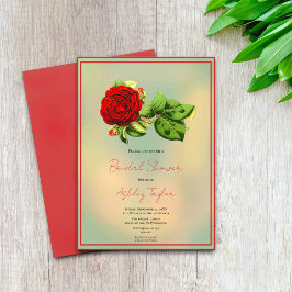 Invitación Elegante Rojo Rojo Romántico Floral Bridal Ducha