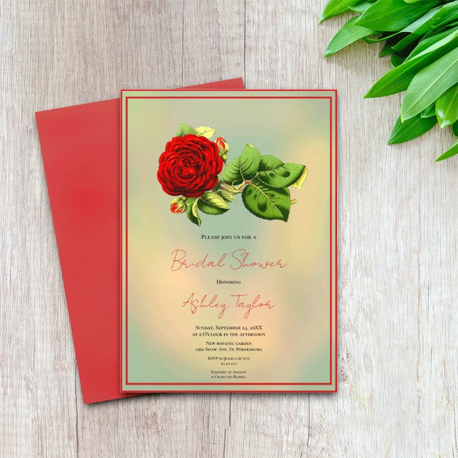 Invitación Elegante Rojo Rojo Romántico Floral Bridal Ducha (Subido por el creador)