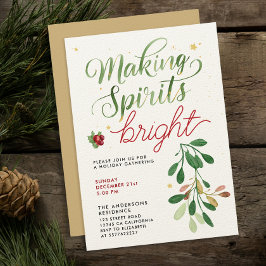 Invitación Elegante Rojo Verde Haciendo Espíritus Brillantes 