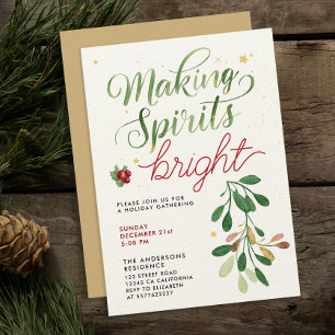 Invitación Elegante Rojo Verde Haciendo Espíritus Brillantes