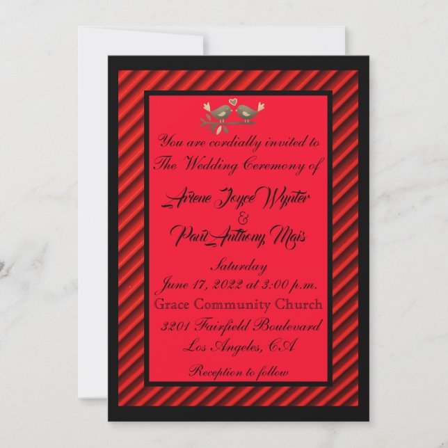 Invitación Elegante rojo y negro (Anverso)