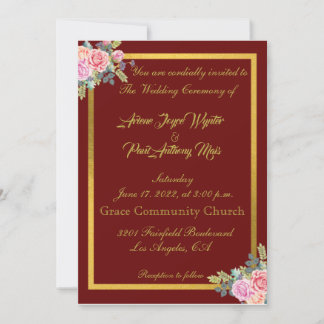 Invitación Elegante rojo y oro