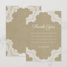 Invitación Elegante Romance Rústico Encaje Blanco Kraft Graci