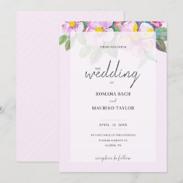 Invitación Elegante Romántica Flores de Peach Watercolor Art