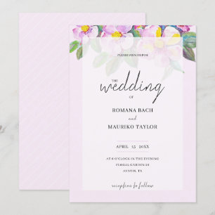 Invitación Elegante Romántica Flores de Peach Watercolor Art