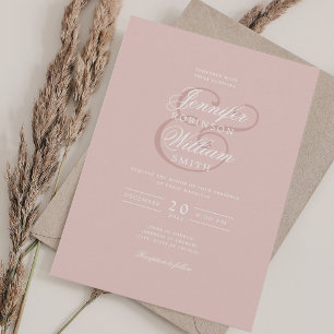 Invitación Elegante Romántico Boda Clásico Dusty Rubor Rosa
