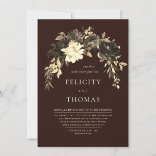 Invitación Elegante Romántico Boda de código QR de chocolate 