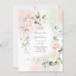 Invitación Elegante Romántico Boda de escritura de acuarela f
