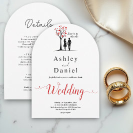 Invitación Elegante Romántico Boda De Pareja Blanco Y Negro