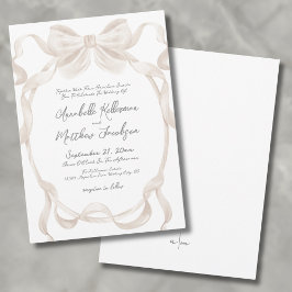 Invitación Elegante Romántico Cinta de Bow Whimsical Boda