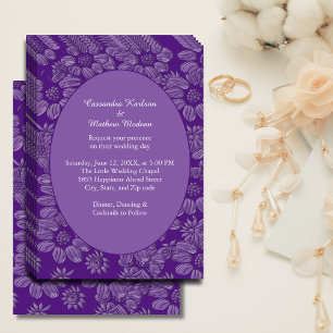 Invitación Elegante Romántico Daisies Boda Floral Púrpura