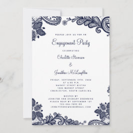 Invitación Elegante Romántico Encaje Fiesta de Compromiso Azu
