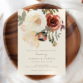 Invitación Elegante Romántico Fall Floral Rojo Cena