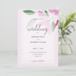 Invitación Elegante Romántico Flores Silvestres Rosa
