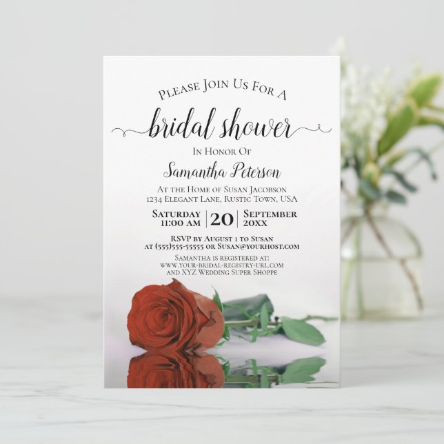 Invitación Elegante Romántico Naranja Rosa Bridal Shower (Anverso de pie)