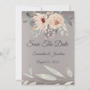 Invitación Elegante Romántico Rosa Plateado Floral Salva la F