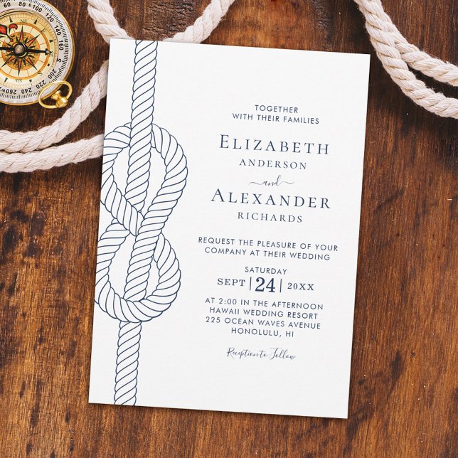 Invitación Elegante Rope Knot Boda Náutico (Subido por el creador)