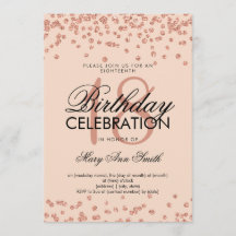 Elegante Rosa 18 de los cumpleaños Purpurina de or