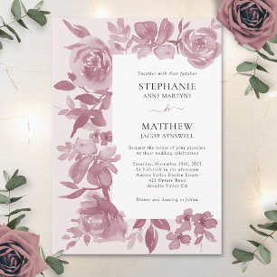 Invitación Elegante Rosa  acuarela Boda floral