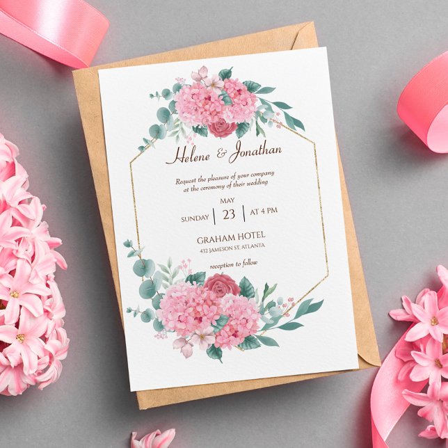 Invitación Elegante rosa acuarela floral Rustic Boho Boda (Subido por el creador)