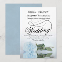 Elegante Rosa azul azul Boda de escritura con est