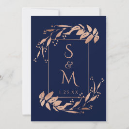 Invitación Elegante Rosa azul de la Marina Boda del Foliage d