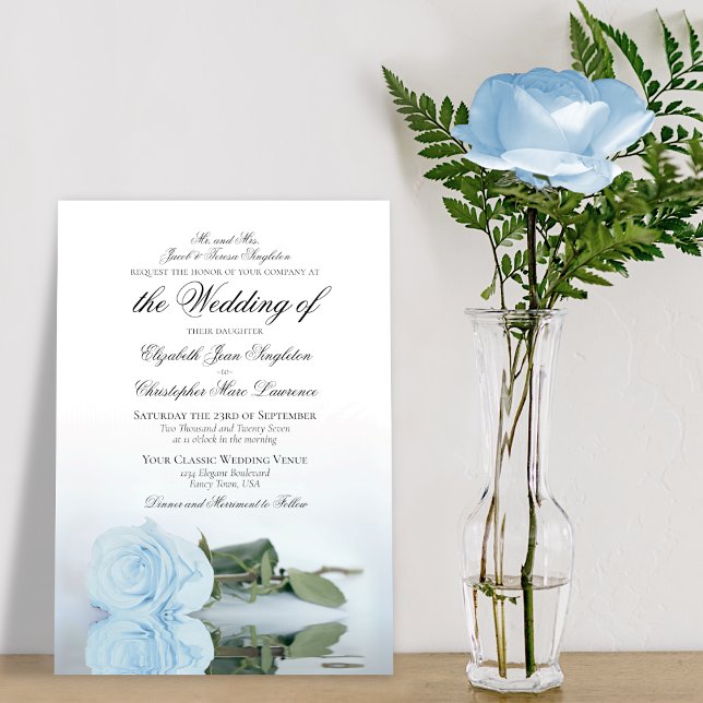 Invitación Elegante Rosa azul turbio Boda formal (Subido por el creador)
