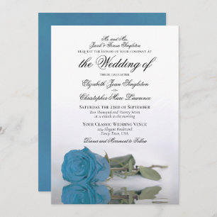 Invitación Elegante Rosa azul turquesa Boda formal