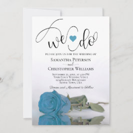 Invitación Elegante Rosa azul turquesa Boda romántico