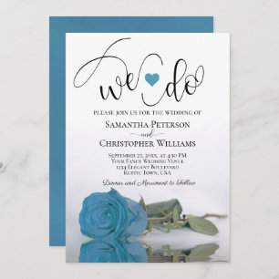 Invitación Elegante Rosa azul turquesa Boda romántico