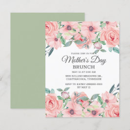 Invitación Elegante Rosa Beige Verde Salvia Floral Día de la