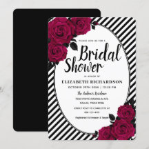 Elegante Rosa Black Stripes Gothic Bridal Shower