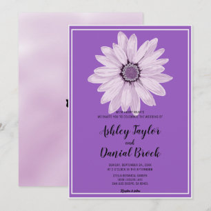 Invitación Elegante rosa blanca morada enmarcada floral Boda