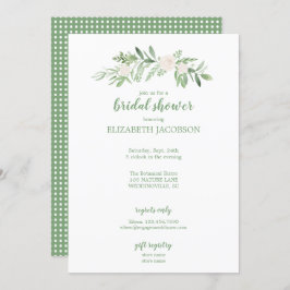 Invitación Elegante Rosa blanco y verde ducha de novia floral