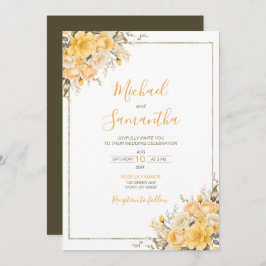 Invitación Elegante Rosa Boda amarillo e marfil