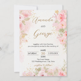 Invitación Elegante Rosa boda botánico