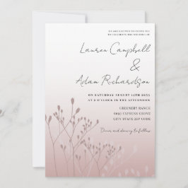 Invitación Elegante Rosa Boda botánico de oro