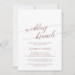 Invitación Elegante Rosa Boda Brunch