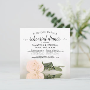 Invitación Elegante Rosa Boda de Ensayo y Cena