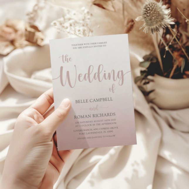 Invitación Elegante Rosa Boda de guión de caligrafía de oro (Subido por el creador)