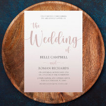 Elegante Rosa Boda de guión de caligrafía de oro